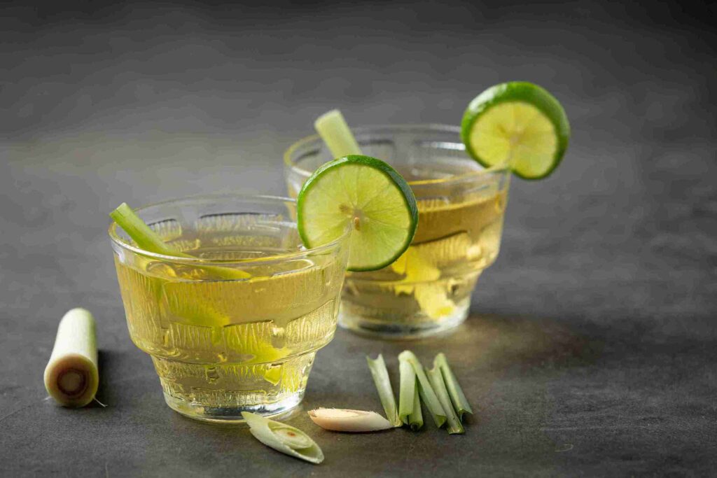 two glass of Green Tea Mojito Shot