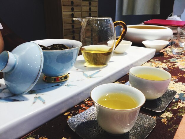 two cup of yellow tea