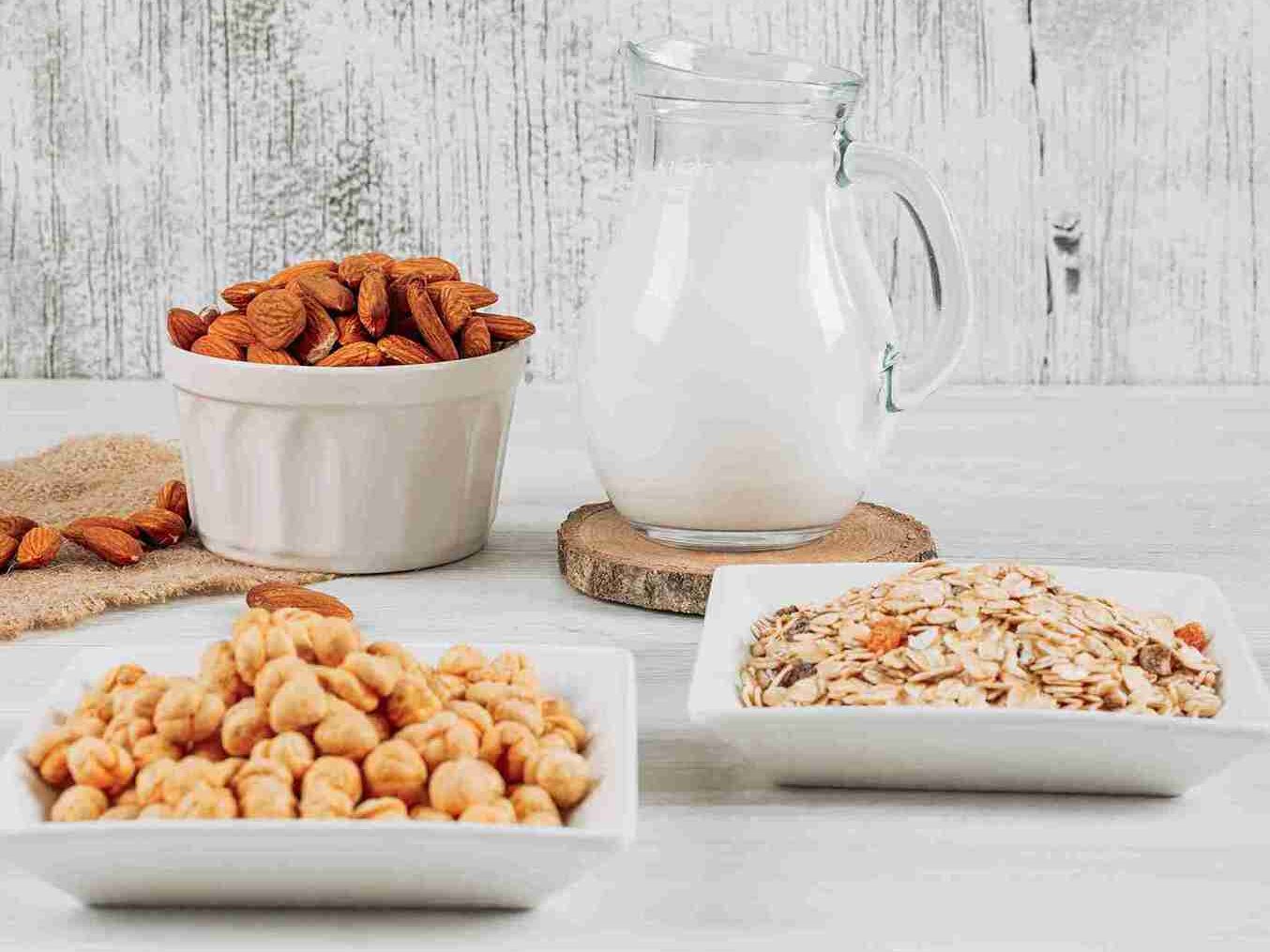almonds, milk and other ingredients