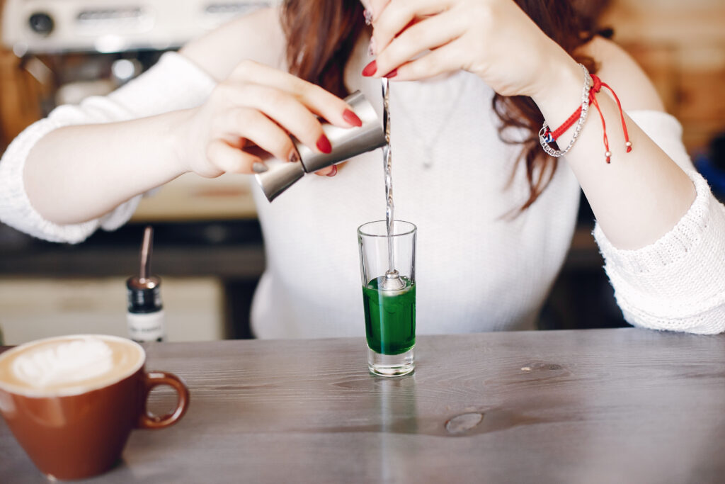 A lady checking what are green tea shit made of in labortary