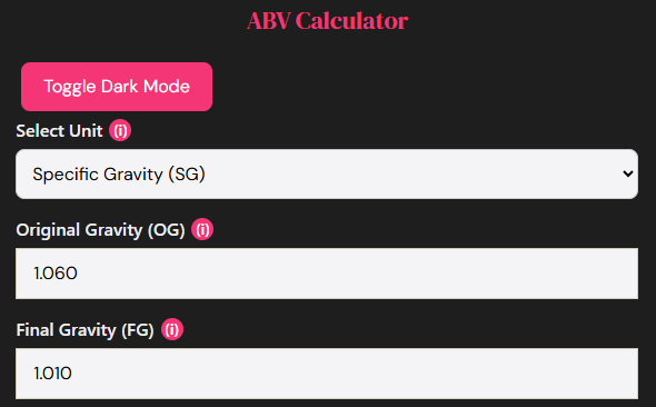 Alcohol By Volume Calculator