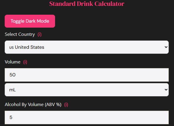 Standard Drink Calculator