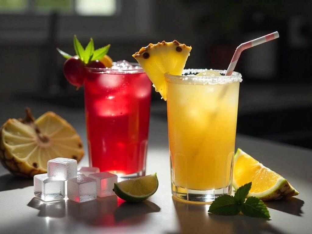two glass of Sprite Cranberry Pineapple drink recipes