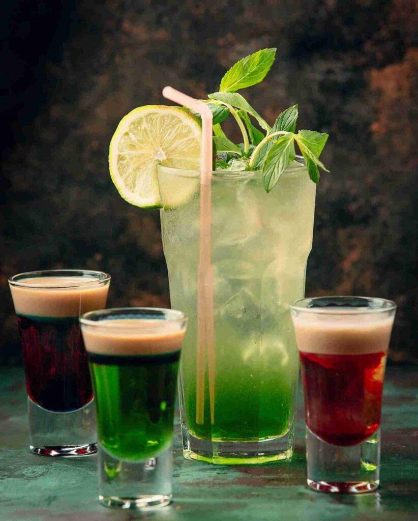 sprite kool aid drinks in 4 glass