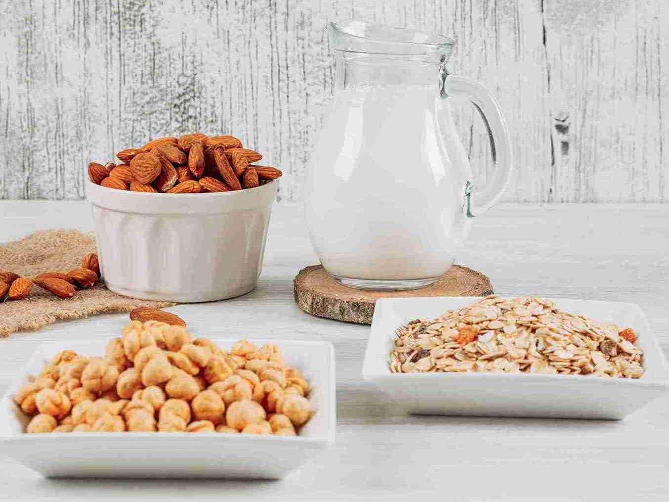 almonds, milk and other ingredients